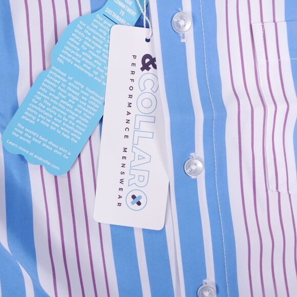 &Collar Shirt Mens Small‎ Multicolored Striped Button Up Oceanside Performance - Picture 4 of 11